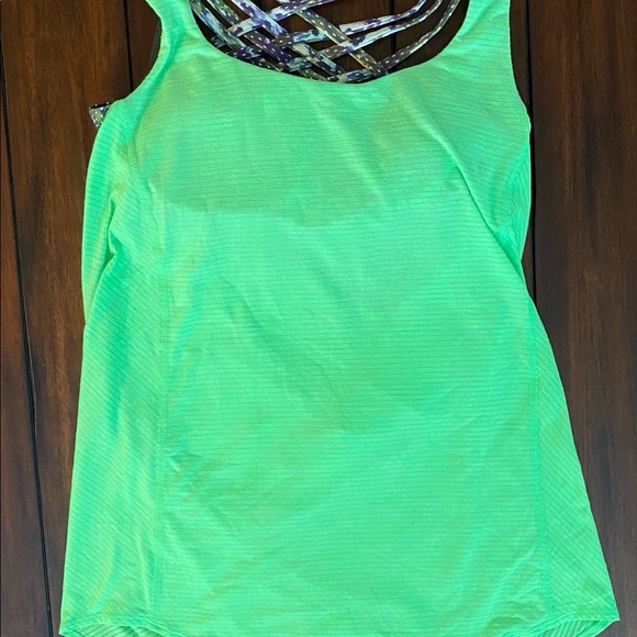 Lululemon lime green built in bra multi strap tank - Picture 2 of 4